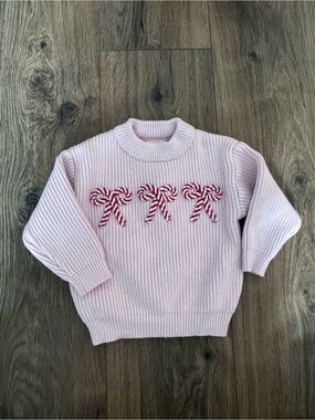 Baby Tullabee Pink Candy Cane Knit Sweater 12-18m
